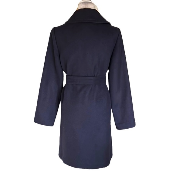 J. Crew Vintage Navy Blue Wool Cashmere Belted Longline Pea Coat Jacket - S - Picture 5 of 11